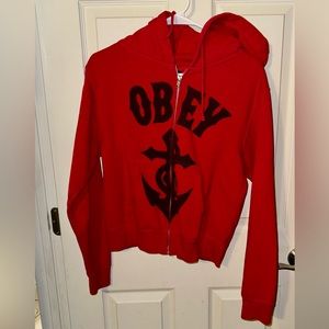 Womens Obey zip up hoodie